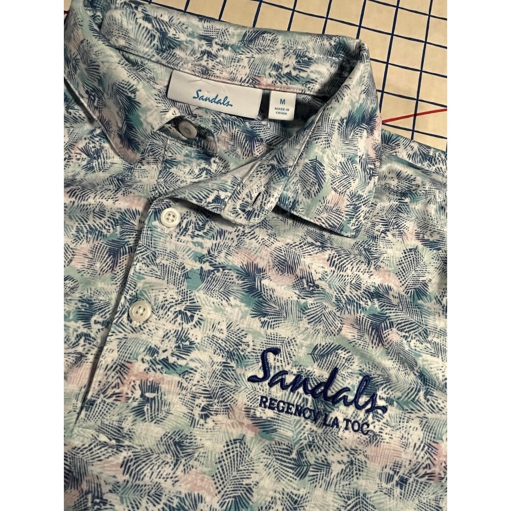 Sandals Regency La Toc Resort St. Lucia Tropical Floral Logo Polo Shirt MEDIUM
